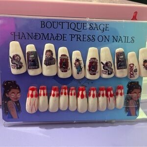 Handmade  Chucky Press On Nails with Graphic Designs